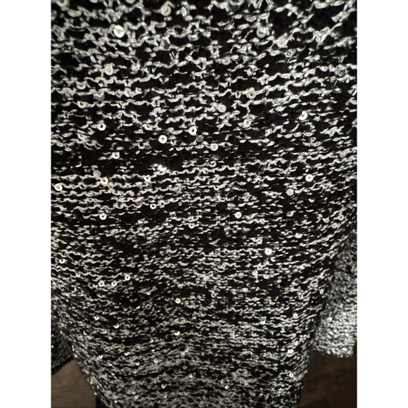 Alfani Sequins Ruffle Sweater Sheer Ruffle Bottom Long Sleeve Formal Night Sz M - Picture 14 of 16